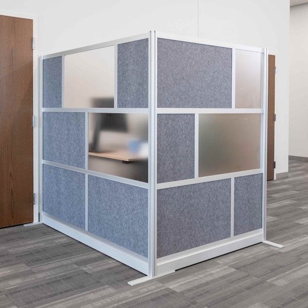 Luxor Expanse Modular Wall Room Divider System - Silver Frame - 53" x 70" Add-On Wall MW-5370-XFCG - main